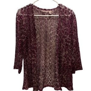 Easywear by Chico's Beautiful Lace Sequin Eggplant Cardigan Wrap Topper 2 (14)